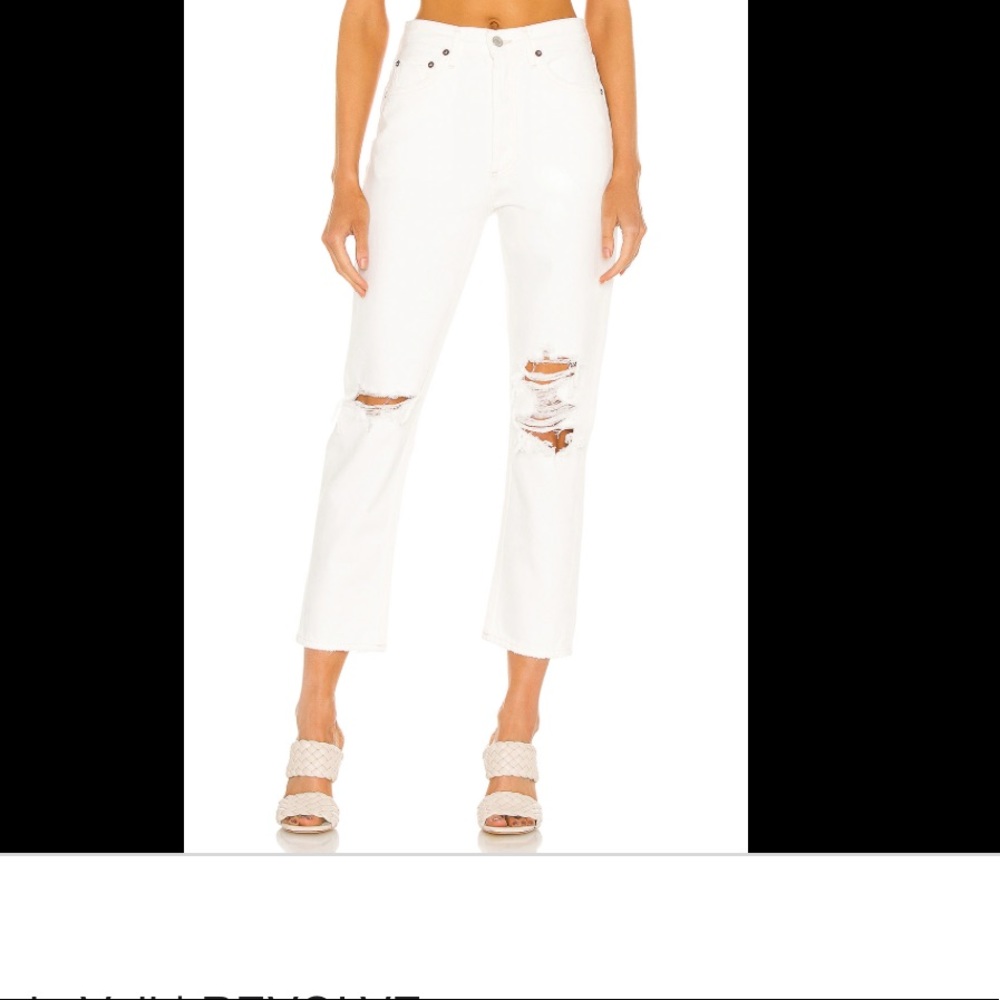 Agolde Riley Crop Denim Jean Veil White